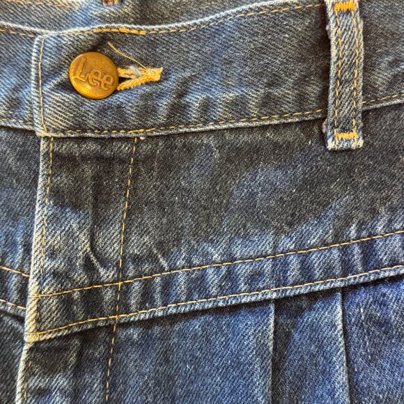 Vintage Lee Denim Pleated Midi Skirt - Picture 2 of 11